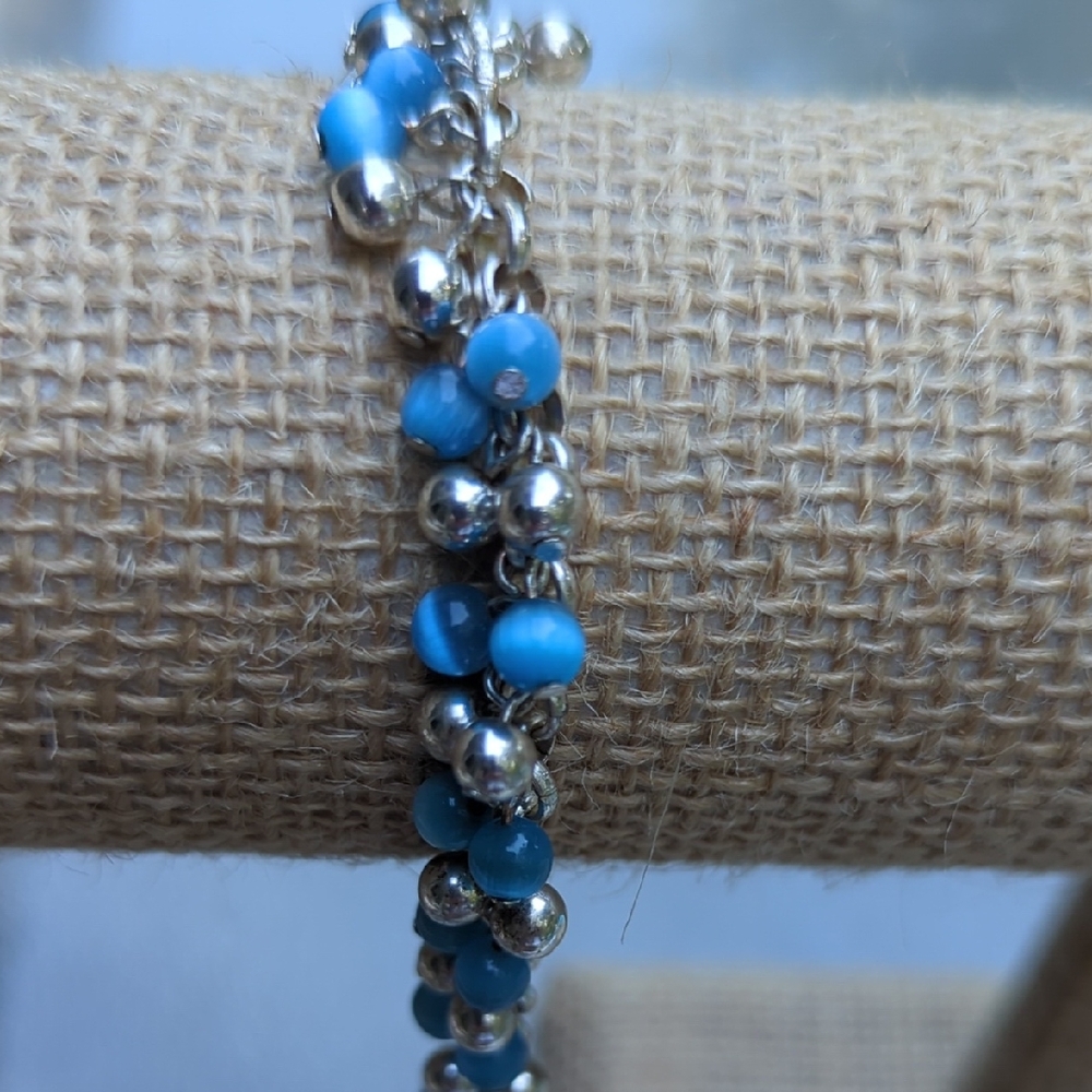 Blue and Silver Beaded Bracelet